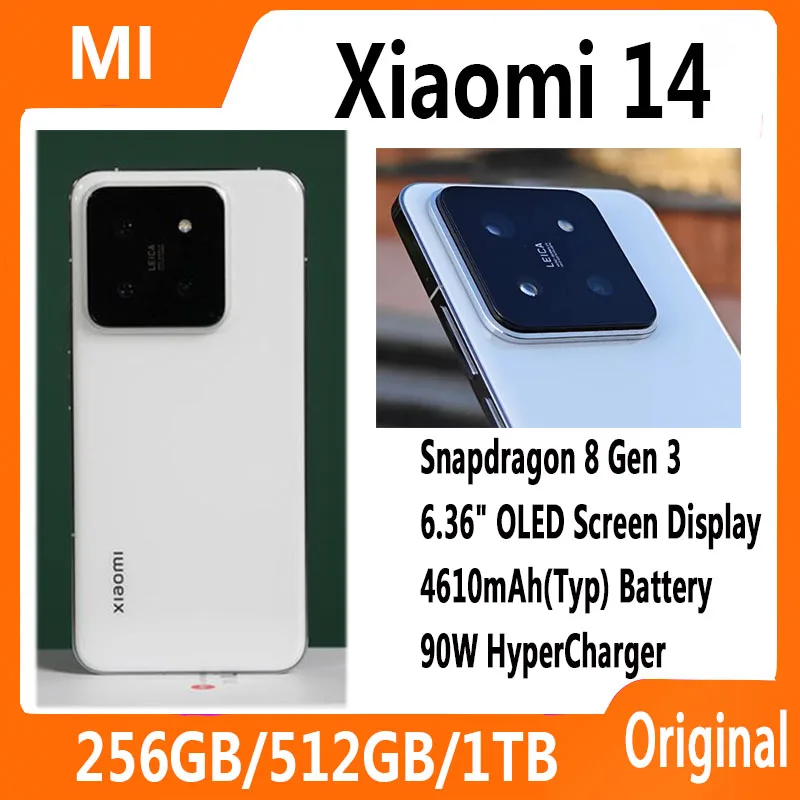 New Xiaomi 14 Mobile Phone Snapdragon 8 Gen 3 50MP Leica Camera 120HZ OLED Screen 90W Wired Second Charging