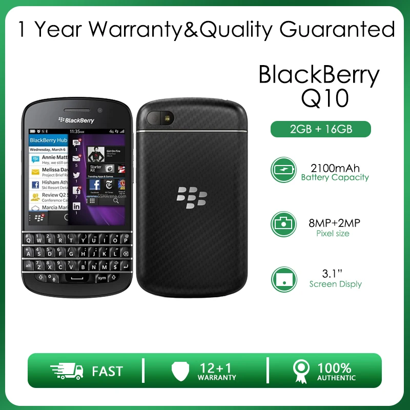 Original BlackBerry Q10-1-3-5 Classic Unlocked Refurbished Mobile Phone GSM Good Quality Free Shipping With 1 Year Warranty