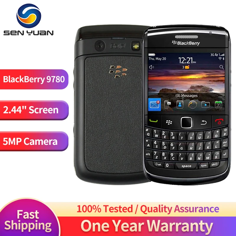 Original Blackberry Bold 9780 3G Mobile Phone Unlocked 2.44” Screen 5MP 512MB WiFi Bluetooth GPS QWERTY BlackBerryOS CellPhone