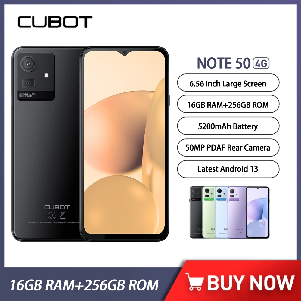 Original Cubot NOTE 50 Smartphone 16GB(8+8GB Extended)+256GB 6.56\