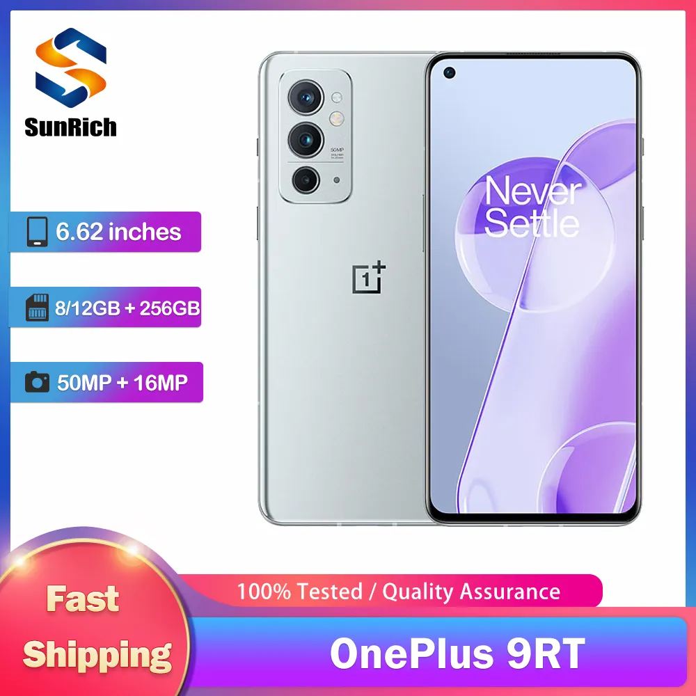 Original OnePlus 9RT 5G Mobile Phone Dual SIM NFC 6.62” 8GB/12GB RAM 256GB ROM 50MP+16MP+2MP 4K@30fps Video Octa-Core CellPhone