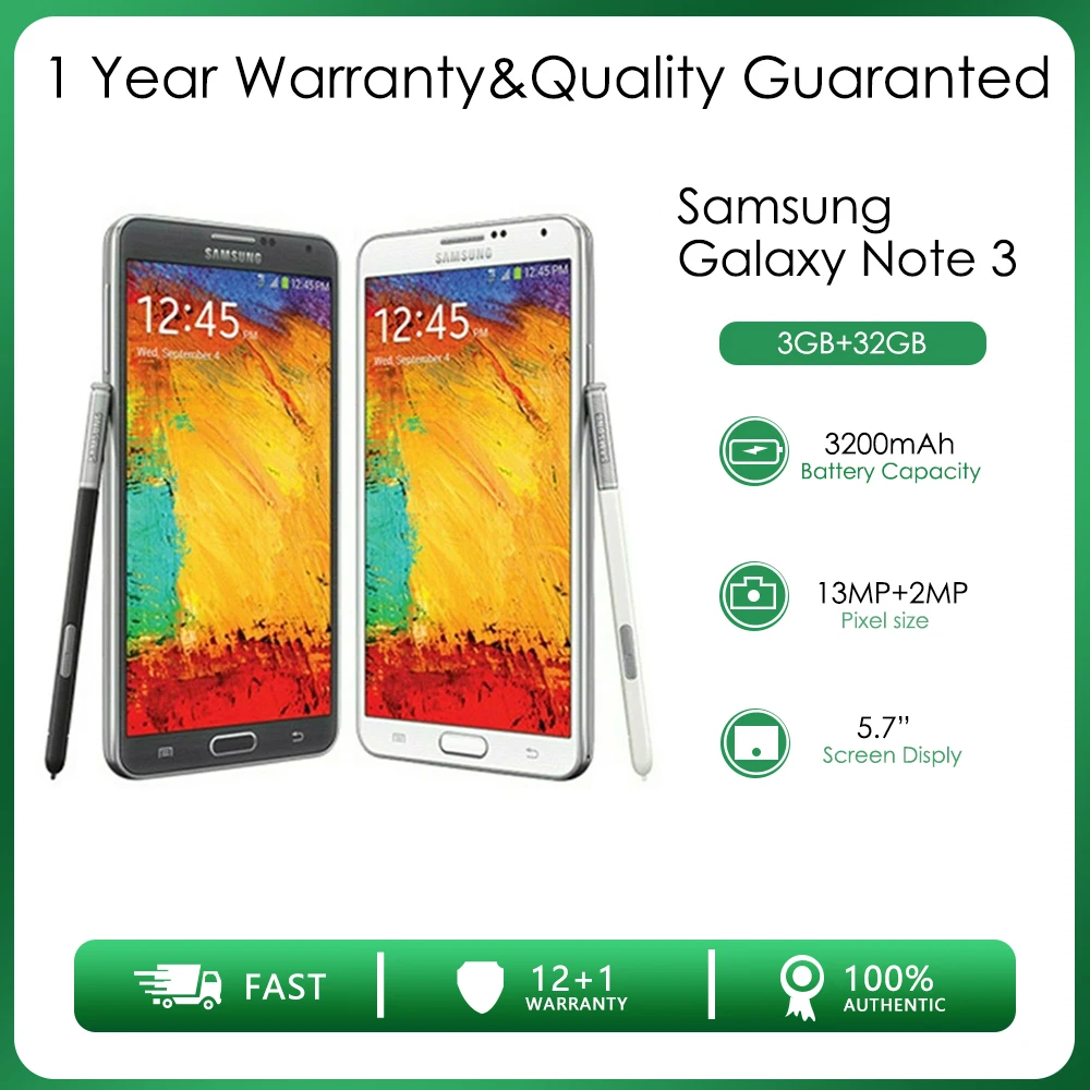 Original Samsung Galaxy Note 3 N9005 Ouad Core 5.7 Inch 13.0MP 3GB RAM 32GB ROM LTE NFC Android Unlocked Cellphone