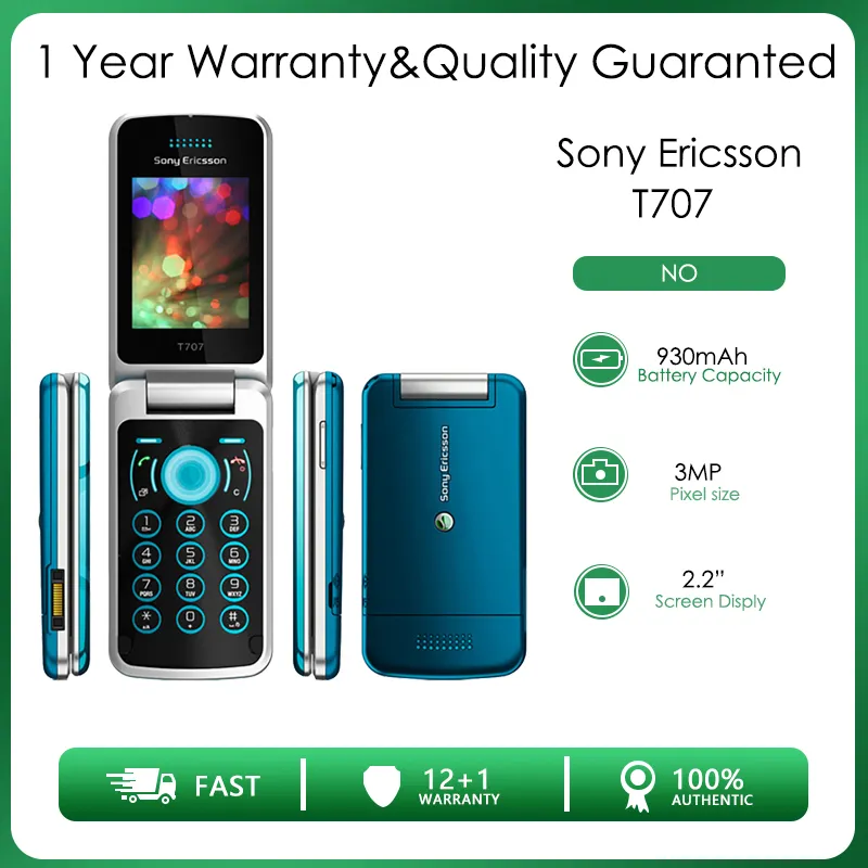 Original Sony Ericsson T707 Classic Unlocked Refurbished Mobile Phone GSM Good Quality Free Shipping With 1 Year Warranty