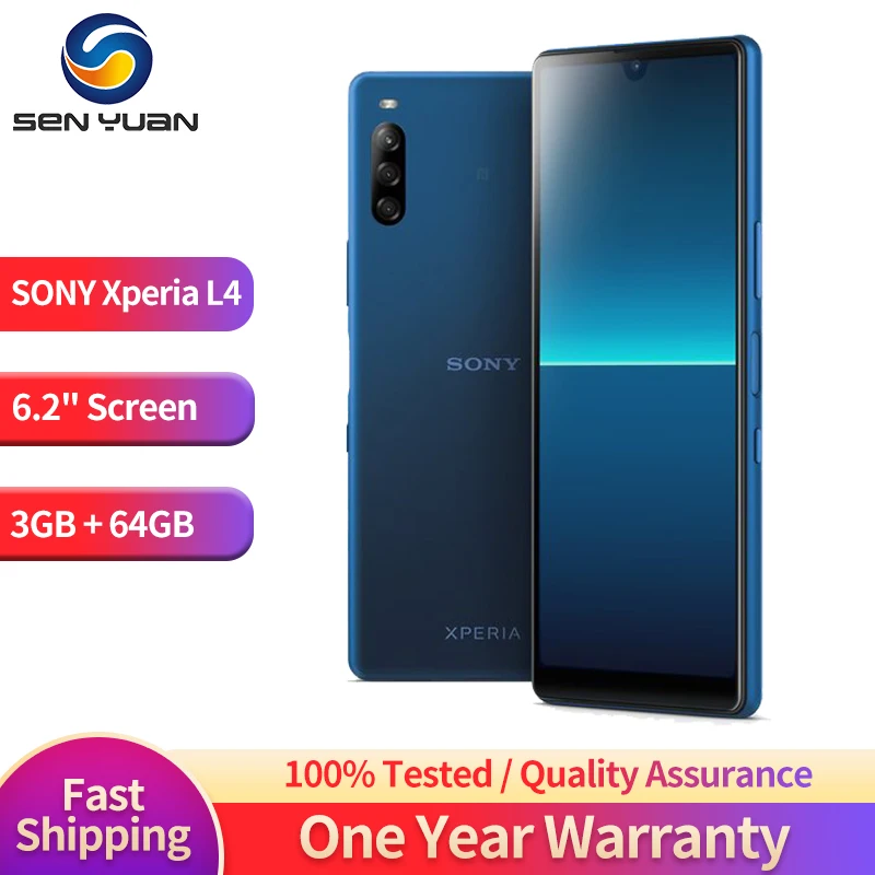 Original Sony Xperia L4 Phone Single/Dual SIM Card 6.2” 3GB RAM 64GB ROM 13MP Triple Rear Camera Octa-Core Android Cellphone