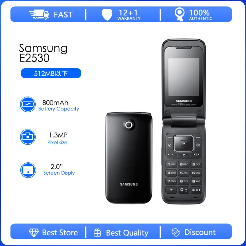 Samsung E2530 Refurbished-Original Unlocked Samsung E2530 GSM 2G  FM Radio Mobile Phone Free Shipping