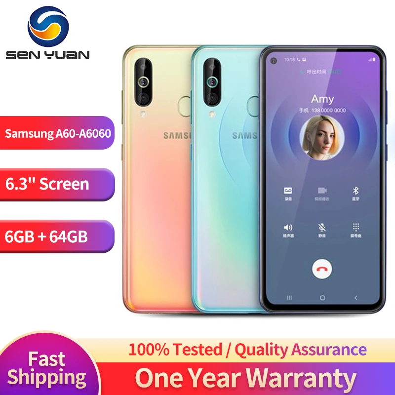 Samsung Galaxy A60 A6060 4G Mobile Phone Dual SIM 6.3” 6GB RAM 64/128 ROM 32MP+8MP+5MP+16MP 4K30fps Video NFC Android CellPhone