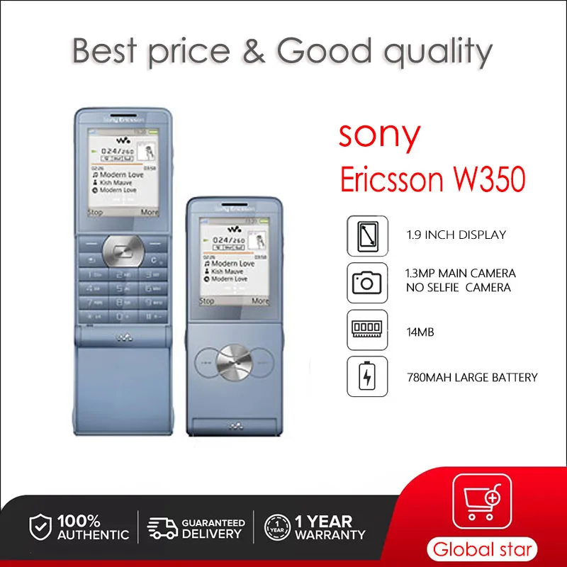 Sony Ericsson W350 Refurbished-Original 1.9inches 1.3 MP  W350i W350c W350a Mobile Phone Cellphone Free Shipping High Quality