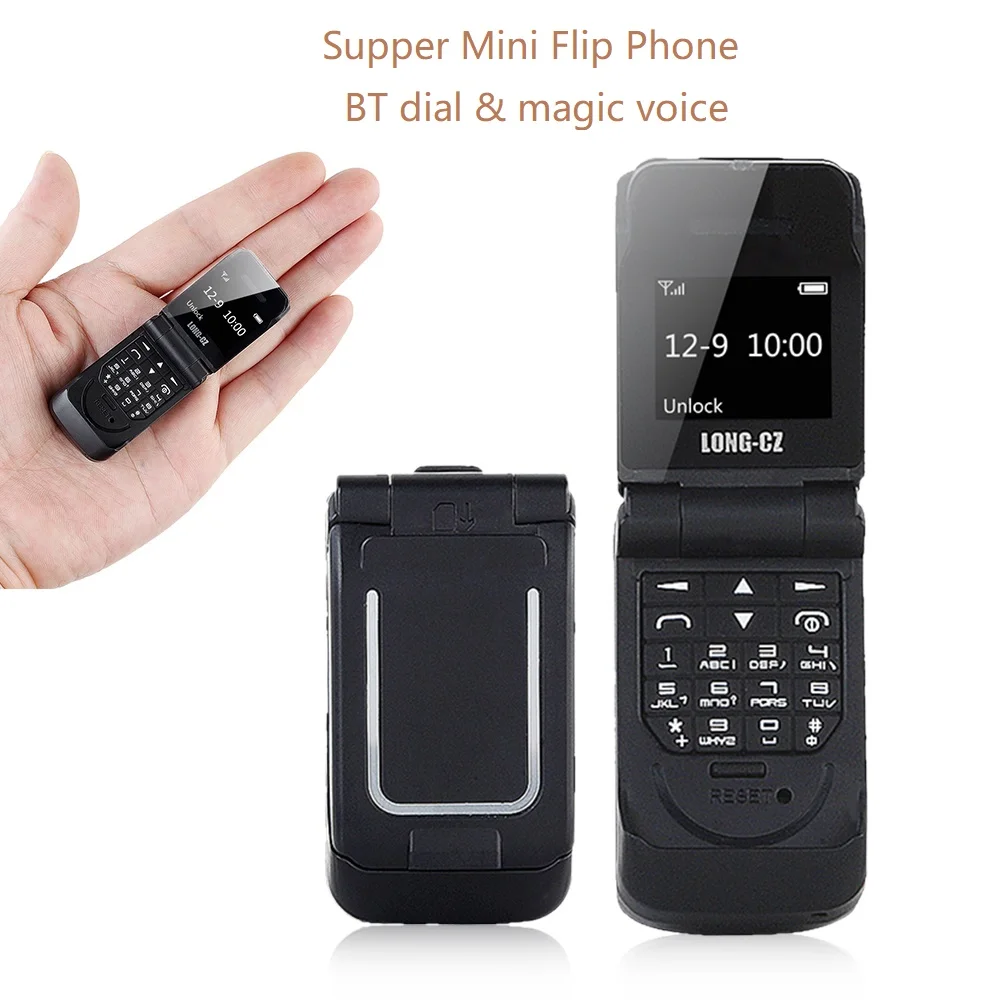 Supper Mini Flip Plastic Phone Extra Light Smallest Size BT Dial Synchro Magic Voice Changer SOS Fast Dial Single One Sim Music