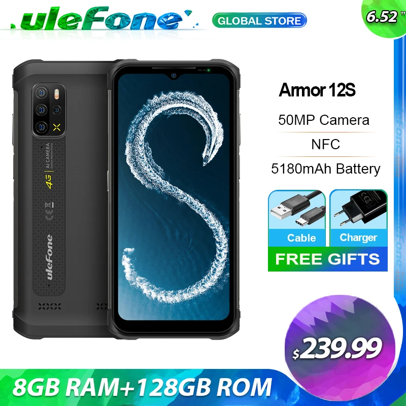 Ulefone Armor 12S Rugged Smartphone Helio G99 4G Mobile Phones Android 12 NFC 50MP 5180mAh 8GB+128GB Waterproof Global Version