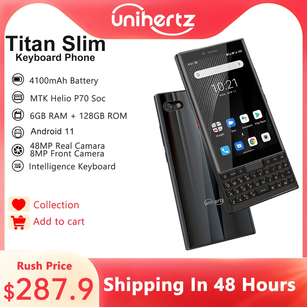 Unihertz TITAN SLIM Smartphone 6GB 256GB Android English Russian Qwerty Keyboard Octa Core Cellphone 4100mAh Mobile Phone