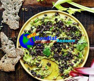 South American-vogue guacamole with popped black beans