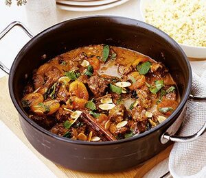 Moroccan lamb with apricots, almonds & mint