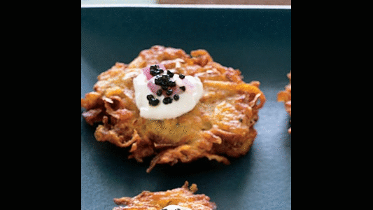 American Caviar with Crispy Yukon Gold Potato Pancakes