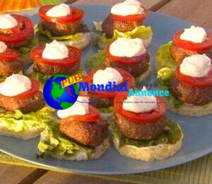 Mini Moroccan Lamb Burgers on Brioche Rounds with Lemon Yogurt Sauce