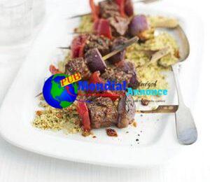 Harissa lamb & pepper kebabs