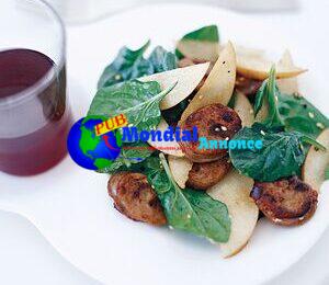 Asian Spinach Salad with Sausage and Pears