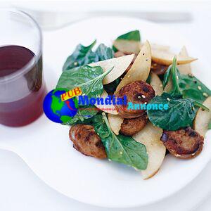 Asian Spinach Salad with Sausage and Pears