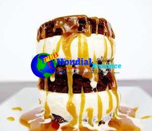 Chocolate Amaretto Brownies & Salted Caramel Sauce