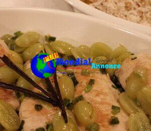 Vanilla Bean and Green Grape Rooster with Vanilla Scented Pilaf