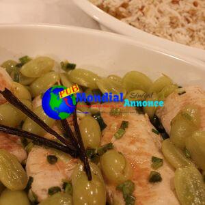 Vanilla Bean and Green Grape Rooster with Vanilla Scented Pilaf