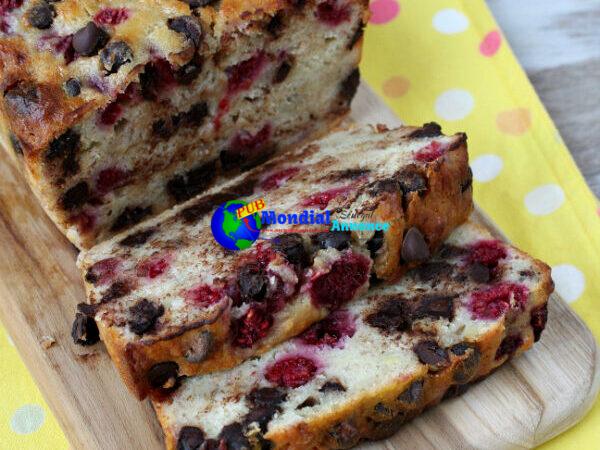 Raspberry Darkish Chocolate Banana Bread