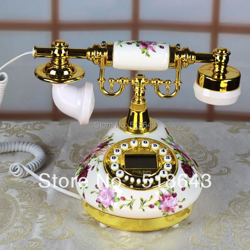 Free shipping ceramic telephone rural antique telephone European phone restoring ancient ways