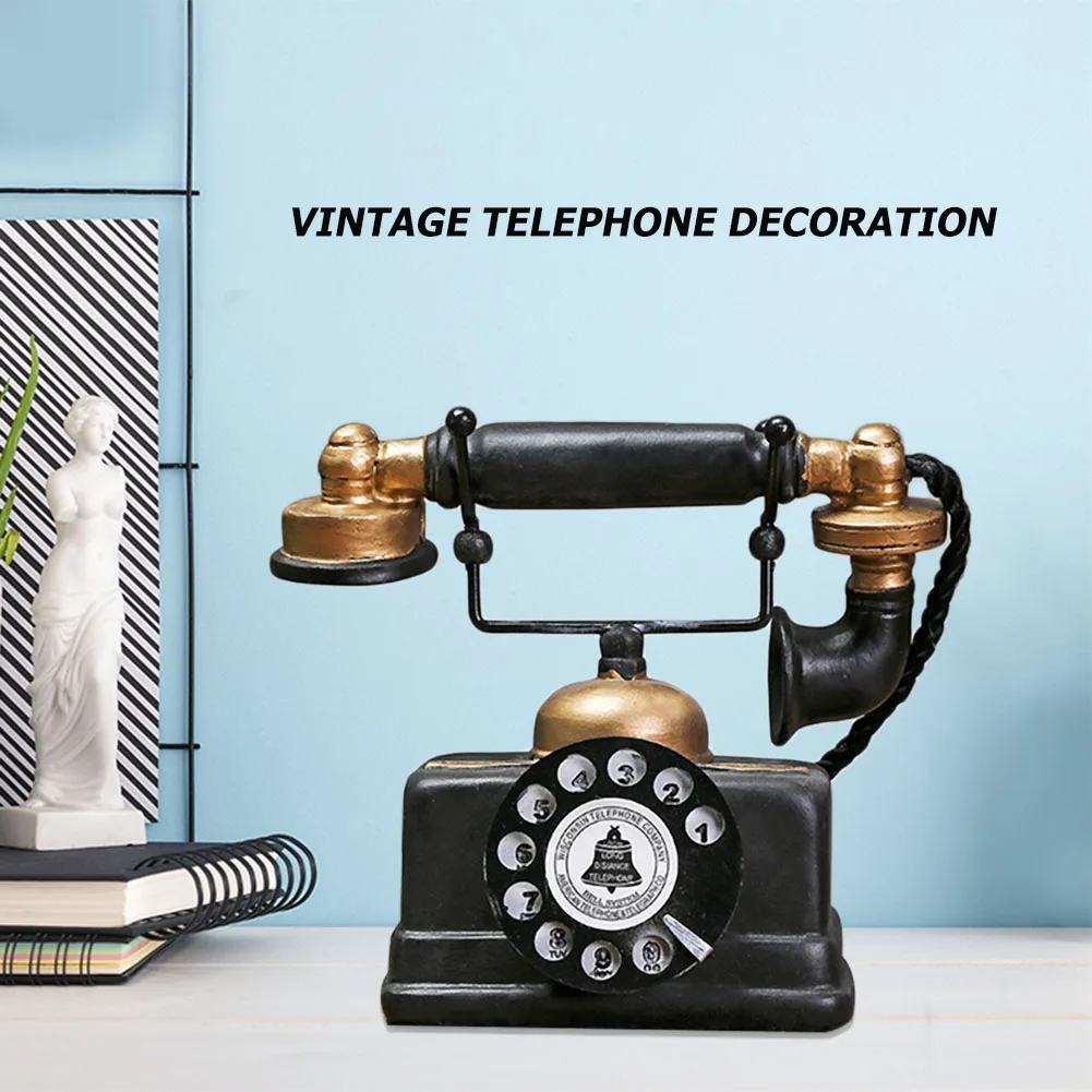 Creative Retro Telephone Model Antique Ornament Craft Bar Home Decoration Gift