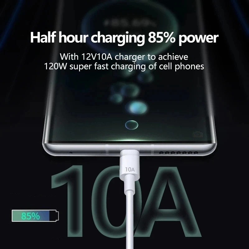 1716281106 671 10A Type C Fast Charging Cable for Huawei Mate 40 50 Mobile Phone 120W USB C - 10A Type C Fast Charging Cable for Huawei Mate 40 50 Mobile Phone 120W USB C Charging Wire for Xiaomi Samsung Data Transfer Cord