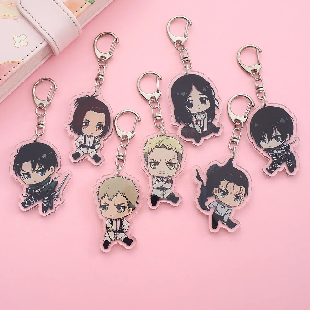 Cartoon Anime Lilo and Stitch Pendant Keychains Holder Car Key Chain Key Ring Mobile Phone Bag Hanging Jewelry Attack On Titan