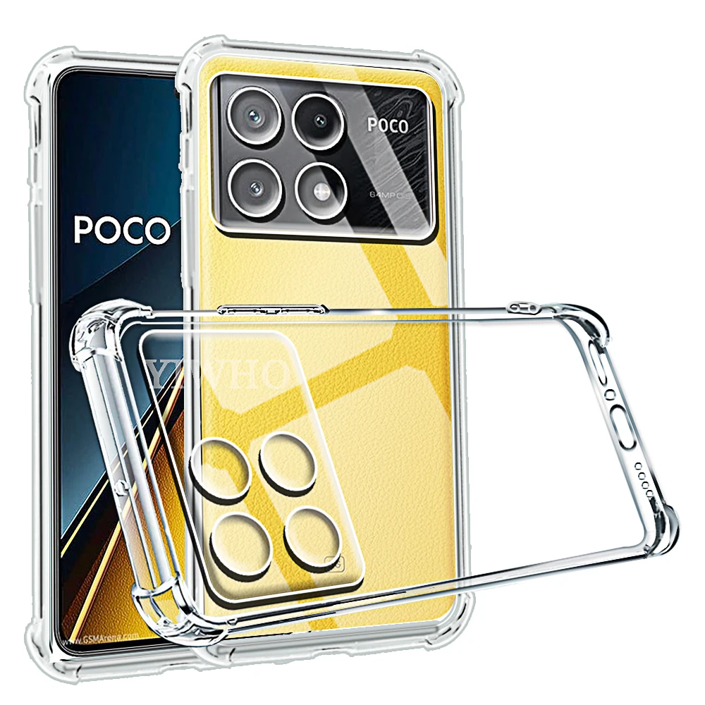 Shockproof Phone Case for Xiaomi Poco X6 Pro 5G X6 X5 X4 X3 Pro NFC Transparent Clear Silicone Soft TPU Pocco X 6 5 4 Back Cover