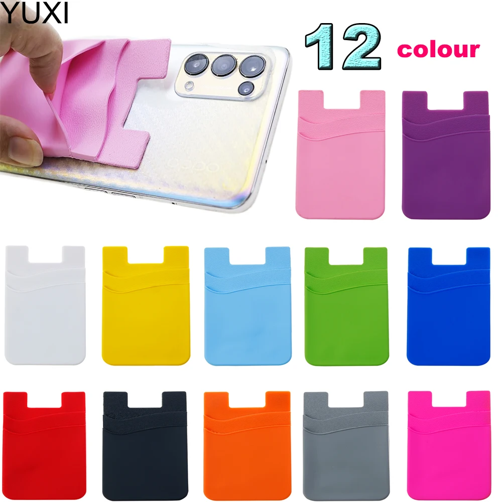 1716395349 772 S70f36f7cc320492f83ce087c7ec19cfcc - YUXI 1PCS Hot Sale Phone Card Holder Silicone Mobile Phone Back Card Holder Elastic Wallet Stick On Adhesive Cash ID Soft