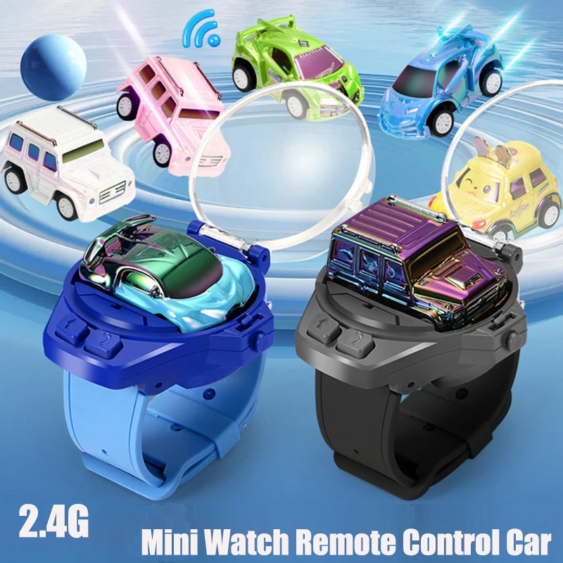 2.4G Children’s Mini Watch Remote Control Car Toy Novelty RC Car Toy Cartoon Portable USB Charging Watch Car Kid Birthday Gift