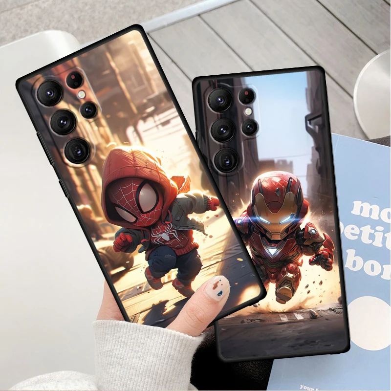 Cool Cartoon Marvel Hero For Samsung Galaxy S24 S23 S22 S21 S20 FE S10 S9 S10E S8 Plus Ultra Lite 5G Black Phone Case