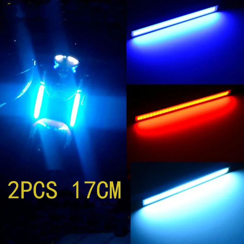 2X 17CM Led COB Light Bar Vehicle Headlight Decoration Lamp Motorcycle Tail Strip 12V DRL Auto Daytime Running Light White Color