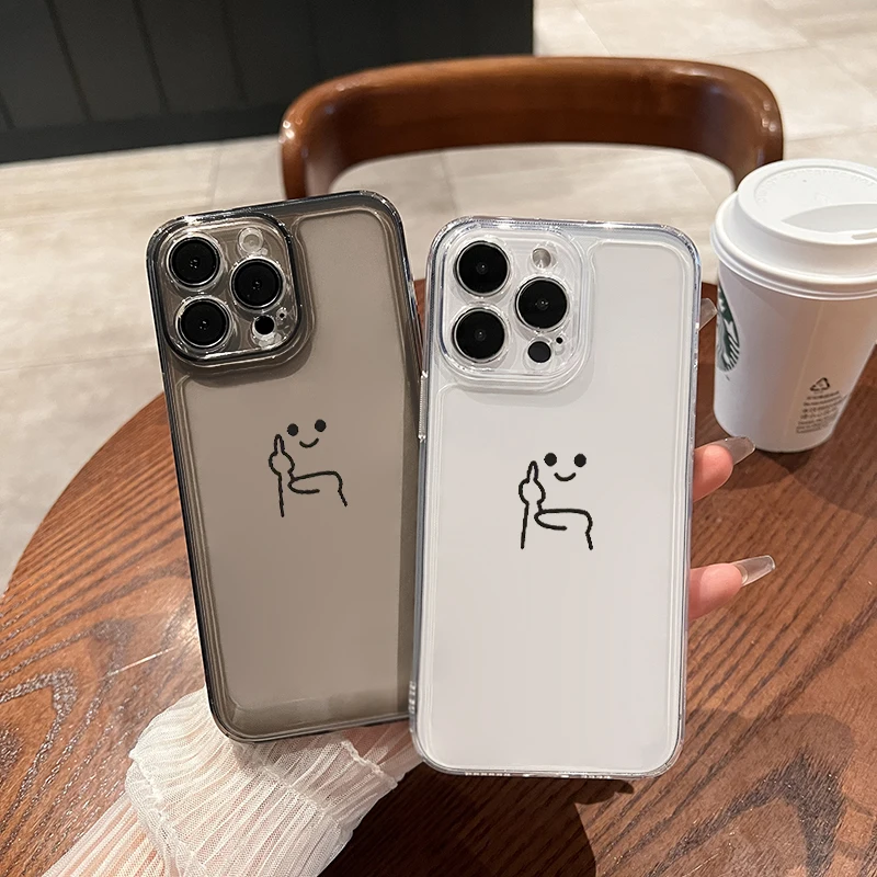 expression Shockproof transparent funny phone case suitable for iPhone 15 14 13 12 11 Pro Max X XR XS 6 6s 7 8 Plus hard case