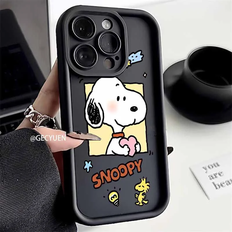 S-Snoopy Cute Cartoon Phone Case for Iphone 15 14 13 11 12 Pro Max XR XS 7 8 Plus SE20 Y2k Girl Gifts Silicone Anti-fall Shell