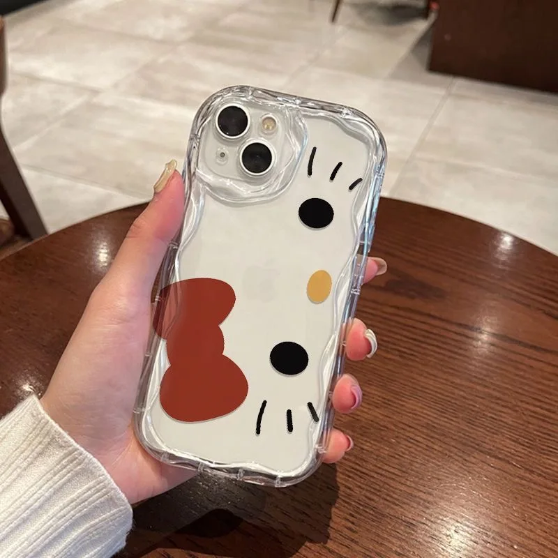 Sanrio Hello Kitty Kawaii Bow Phone Case For iPhone 15 14 13 12 11 Pro Max XR XS MAX 7 8 Plus Transparent Soft Cute Girl Y2K