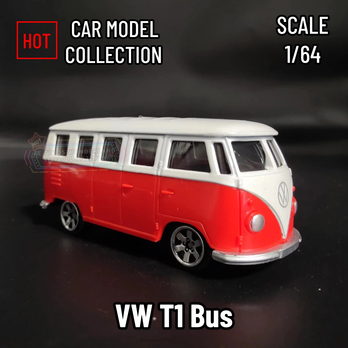 VW T1 Bus Replica 1:64 Scale Car Model Miniature Art Figure Metal Diecast Vehicle Home Office Decorative Ornament