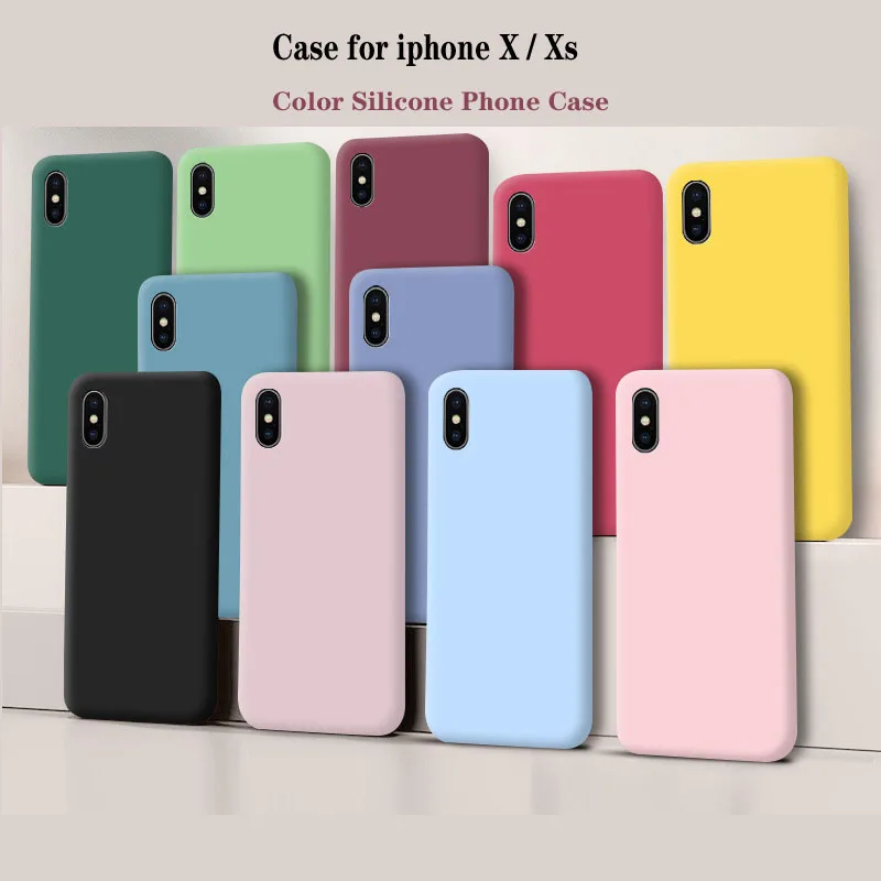 For iphone X Xs Fundas Original Case For iphone Xs X S Shockproof TPU Liquid Silicon Protective Phone Back Cover Case