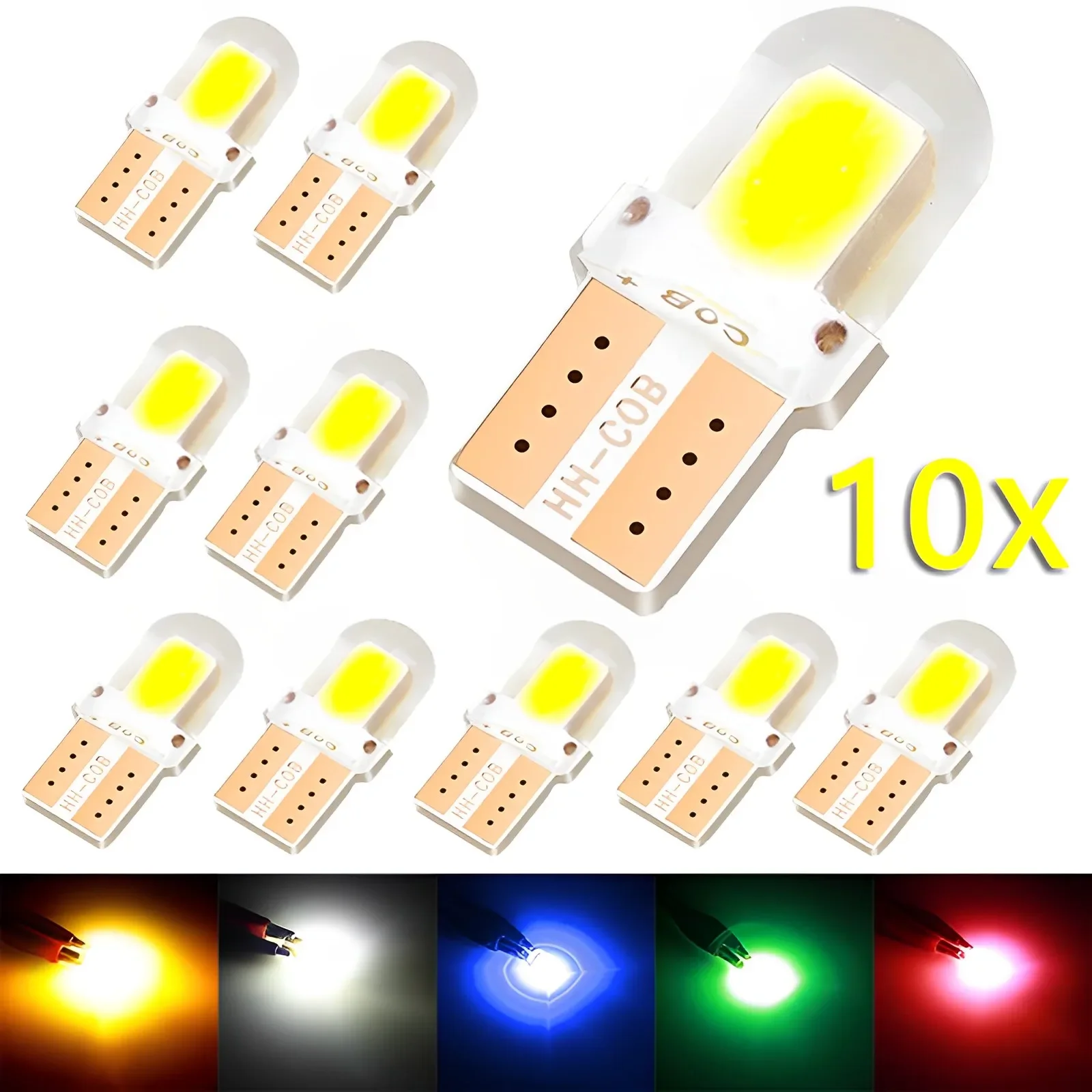 10Pcs T10 W5W BULB LED Car License Plate Lamp COB T10 LED Canbus Clearance Lamp Led Parking Bulb Car Interior Reading Light