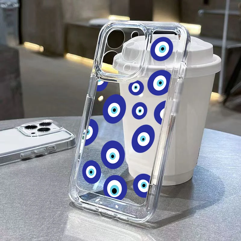 For iPhone 15 14 Pro Max Case Lucky Eye Blue Evil Eye Soft Clear Phone Case For iPhone 11 12 13 Pro Max XS X 7 8 14 15 Plus Case