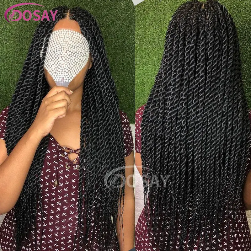 1717199530 258 S287f8a0e787d45e4bce9029f251b0ca8A - Full Double Lace perruque avec tresse 36 pouces synthétique baby hair noir