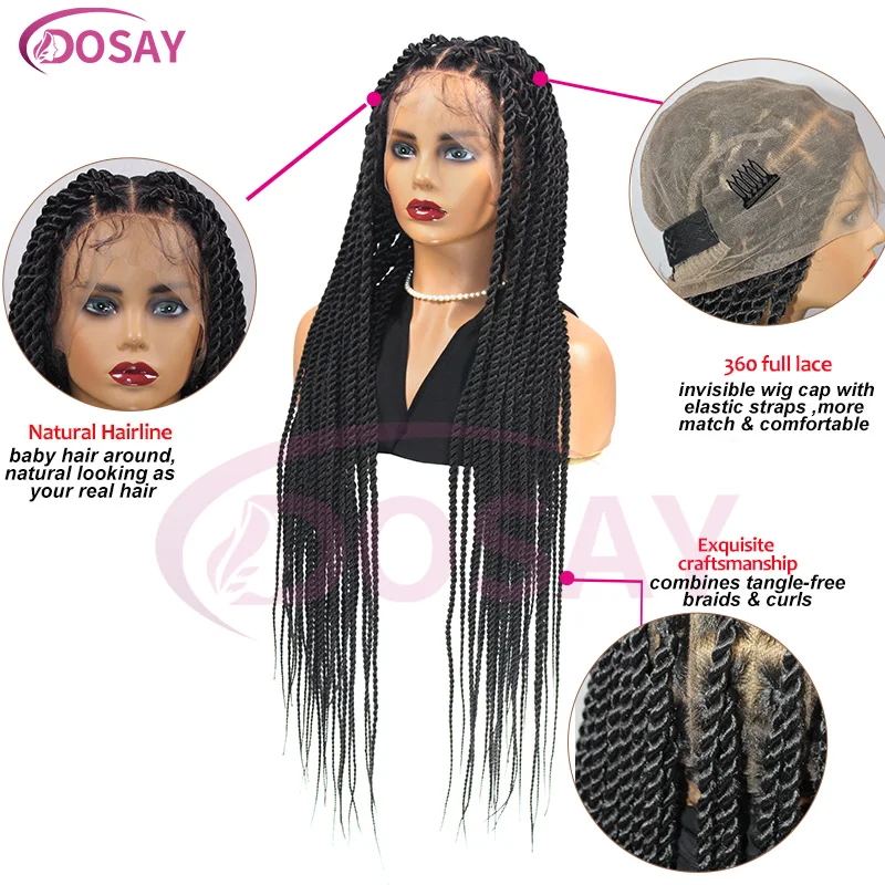 1717199531 498 Scfc2d084235443fe84c4e3ed5308ffe0f - Full Double Lace perruque avec tresse 36 pouces synthétique baby hair noir