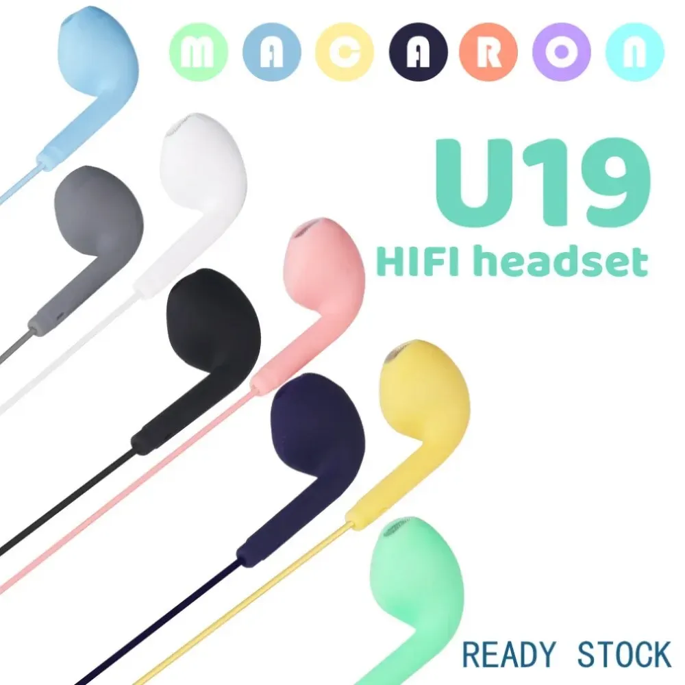 2nd Generation U19 Macaron Wired Earphones Microphone 3.5mm Round Hole Straight Plug Control Corded Earphones Mobile Phone