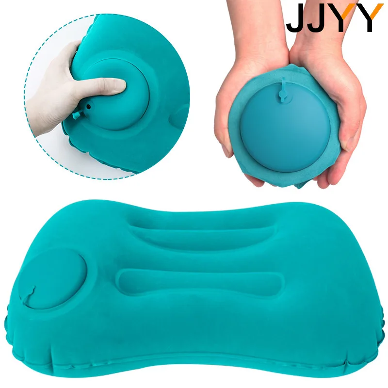 Air Inflatable Neck Pillow Press Type Travel Pillow Portable Sleeping Airplane Pillow Neck Support Car Pillow Bedding Cushion