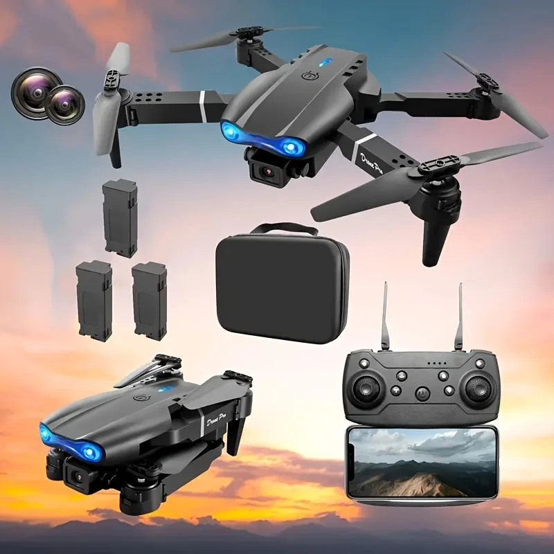 E99 drone is equipped with dual cameras, three batteries, mobile application control, indoor flying toys