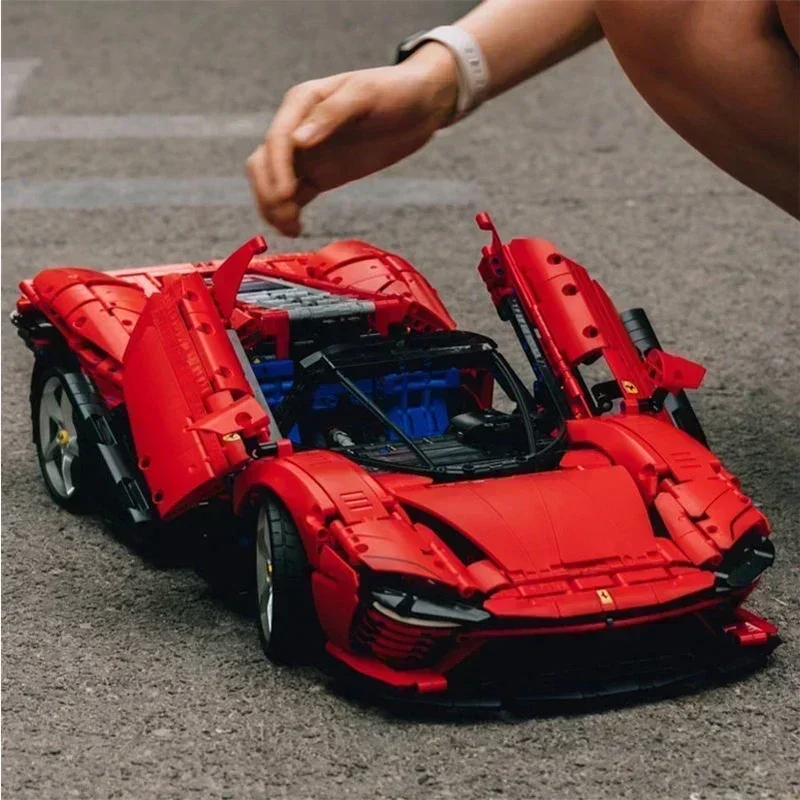 In Shock NEW SP3 42143 Supercar Technical Ferraried Daytona Model Building Block Sport Car Toys For Boys Girls Kid Birthday Gift