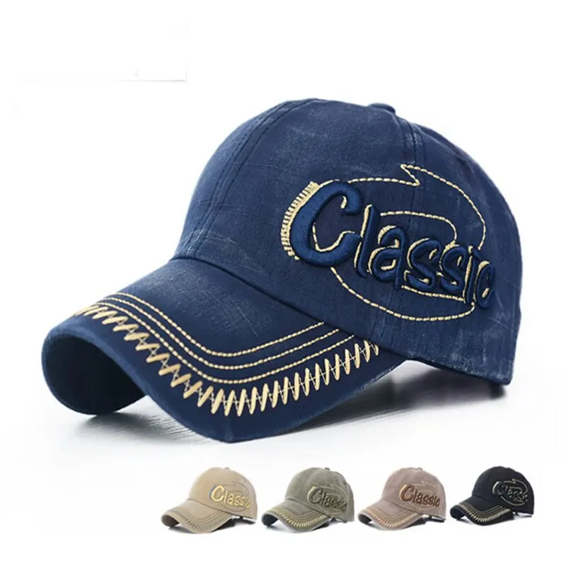 Korean Version Trendy New Spring Men’S Baseball Cap Washed Old Hat Vintage Letter Three-Dimensional Embroidered Visor Hat