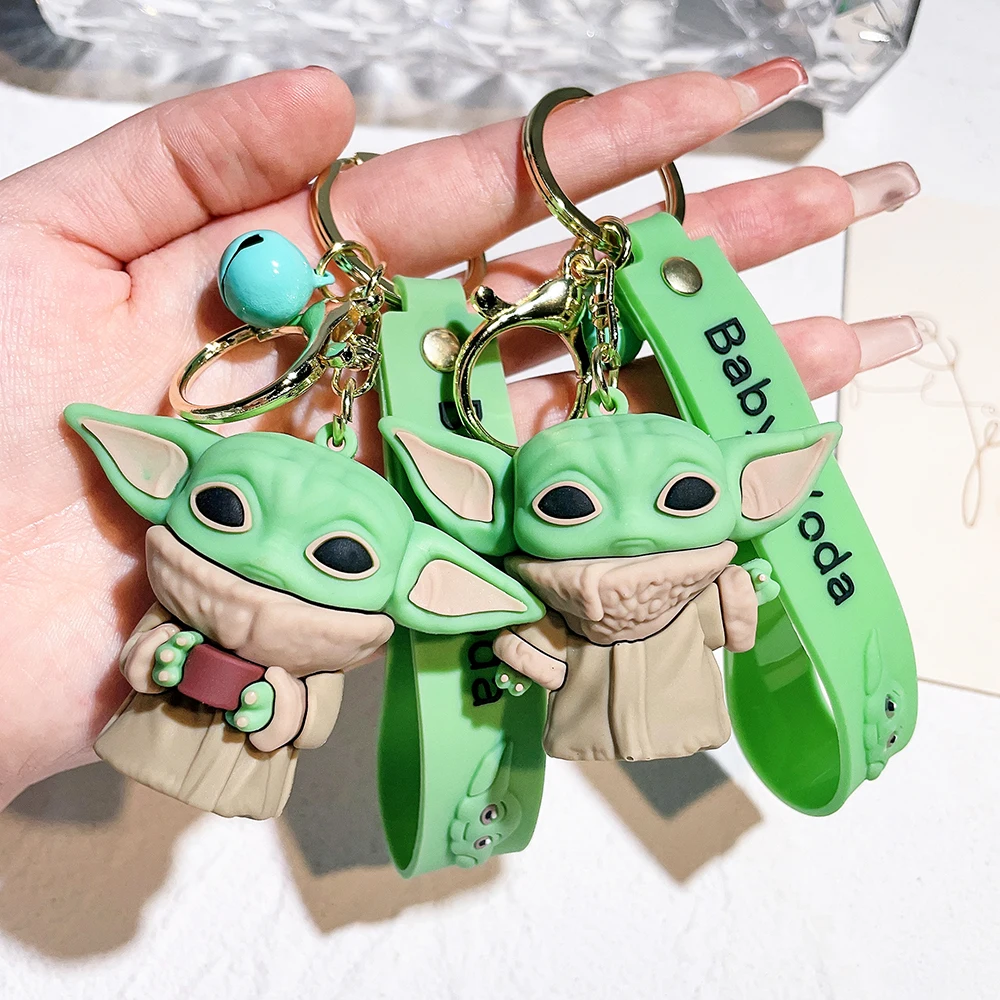 Mandalorian Baby Yoda Model Keychains Kawaii Cartoon Backpack Pendant Dolls Key Chains Xmas Gifts for Kids