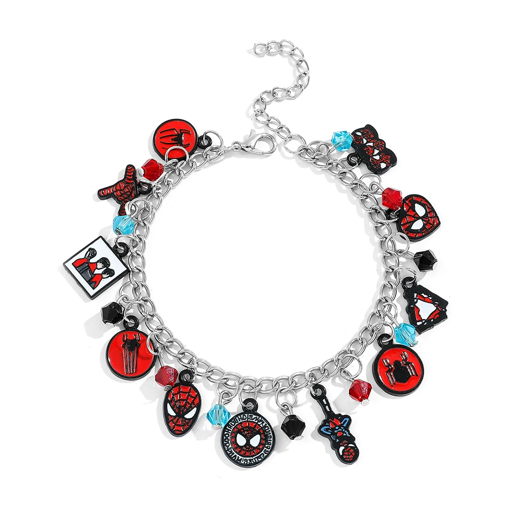 Marvel Spiderman Bracelet Avengers Superhero Enamel Charm Pendant Bangles Trendy Women Hand Chain Accessories Gifts